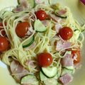 mihonakari's cooksnap of when they made ベーコンとズッキーニとプチトマトのパスタ.