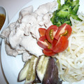 monemaruku's cooksnap of when they made 夏野菜♪ごまだれの豚しゃぶ＆私の蒸しナス.