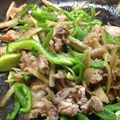 yukiまま's cooksnap of when they made 牛蒡ピーマン豚肉炒め.