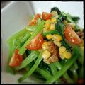 miu82's cooksnap of when they made 小松菜とコーンとくるみのサラダ.