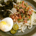 シュルツィ's cooksnap of when they made 生のオクラdeとまとろ☆冷やしうどん.