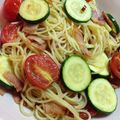 mihonakari's cooksnap of when they made ベーコンとズッキーニとプチトマトのパスタ.