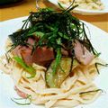 noko_san's cooksnap of when they made 和風なすとベーコン☆たらこスパゲッティ.