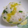 komomoもも's cooksnap of when they made たくあんと大葉のごま油☆おにぎり.