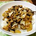 ✾せん✾'s cooksnap of when they made 茄子とチーズの味噌卵とじ丼.