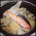 アイザックN's cooksnap of when they made 里芋と鮭の炊き込みご飯.