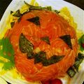 しんこ10's cooksnap of when they made ハロウィン☆ジャックのサーモンちらし寿司.
