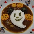 およちゃん☆'s cooksnap of when they made キャラ弁♪ハロウィン☆おばけミッキー♪.