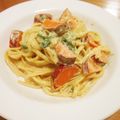 pali's cooksnap of when they made さつま芋とほうれん草のチーズパスタ♫.