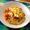 93nana93's cooksnap of when they made アスパラとトマトのふわふわ卵パスタ.