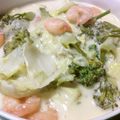 しぃーむ's cooksnap of when they made ✿白菜とブロッコリーと海老のミルク煮✿.
