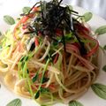 pyonpoco's cooksnap of when they made かにかまと豆苗のぱすた☀.