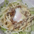 まこ太郎's cooksnap of when they made とろ～り卵の納豆カルボ風うどん。.