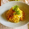 violets's cooksnap of when they made カボチャとバジルのクリームパスタ.
