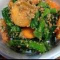 アッケン's cooksnap of when they made ごま油風味♪柿と春菊の胡麻和え♪.