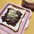 ♡ナムギュ♡'s cooksnap of when they made あんヨーグルト黒ごまきな粉で和トースト♬.