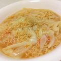 papikun's cooksnap of when they made チキンラーメンで酸辣湯（サンラータン）.