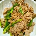 naga_sato's cooksnap of when they made ちび達大好き★豚肉とにんにくの芽炒め♪.