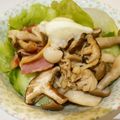 shizkan's cooksnap of when they made きのことベーコンのサラダ＊温玉のせ♥.