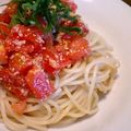 homula's cooksnap of when they made 切って混ぜるだけ～トマトの冷製パスタ☆.