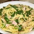 Satoco❋'s cooksnap of when they made ✿ほうれん草とベーコンの和風パスタ✿.