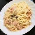 あっちゃむ。's cooksnap of when they made ベーコンとシメジのカルボナーラ.