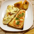 komutatata's cooksnap of when they made 鮭フレークじゃこチーズトースト♡.