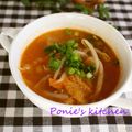ぽにえ's cooksnap of when they made 韓国料理ーうま辛いキムチと豆もやしスープ.