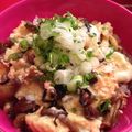 chimomomil's cooksnap of when they made なめこ・モッツァ・鮭フレの卵あんかけ丼.