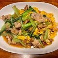さすらい's cooksnap of when they made タレが絡む☆豚肉と卵、小松菜の炒めもの.