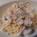 ABOママ☆'s cooksnap of when they made シーフードミックス入りクリームパスタ.