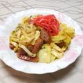 ＠迷子＠'s cooksnap of when they made ウインナーとキャベツのマヨ醤油焼きうどん.