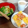 天是屋お福's cooksnap of when they made 和風ソーセージ入りスクランブルエッグ.