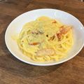 プチシュ's cooksnap of when they made シメジとウインナーのカルボナーラ風うどん.