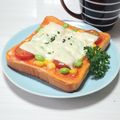 ぱふ's cooksnap of when they made 枝豆コーンピザトースト.