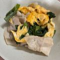 へい♡ゆー♡'s cooksnap of when they made つるむらさきと豚バラの玉子炒め.