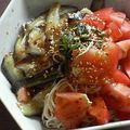 ぶーすかおくさま's cooksnap of when they made トマトとなすのピリ辛☆冷やしそうめん.