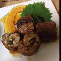 cochidori's cooksnap of when they made しそ＆舞茸の香り★くるくる肉巻きイナリ.