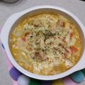 菜果志's cooksnap of when they made 残ったシチューと冷凍うどんでグラタン.