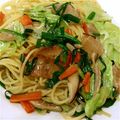 fukudoru's cooksnap of when they made ベーコン＆しいたけ・野菜たっぷりパスタ.