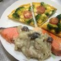 こたちやん☆mama's cooksnap of when they made ルクエで＊サーモンのキノコクリーム.
