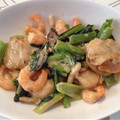 pua3a's cooksnap of when they made 小松菜と海老のオイマヨ炒めっ酢☆.