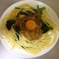 ハムッチョ's cooksnap of when they made 納豆と塩麹とほうれん草のパスタ.