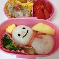 anandsan's cooksnap of when they made ゆきだるま♡クリスマス＊簡単キャラ弁♪.