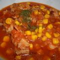 sawaneco's cooksnap of when they made コーンと鶏肉のトマト煮込み.