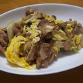 わたママ's cooksnap of when they made 卵・豚・きのこの炒めもの.