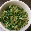 comma's cooksnap of when they made カブの葉と生姜のごま油炒め（ご飯のせ）.