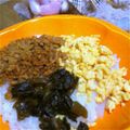ミッキーメープル's cooksnap of when they made 野沢菜漬けで三色そぼろ丼.