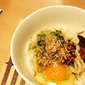 ゆっちんゆっちん's cooksnap of when they made 冷凍うどんで簡単☆食べるラー油釜玉うどん.