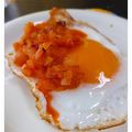 NAGANO久留米's cooksnap of when they made 半月にした目玉焼き～ピリ辛ソースで～.